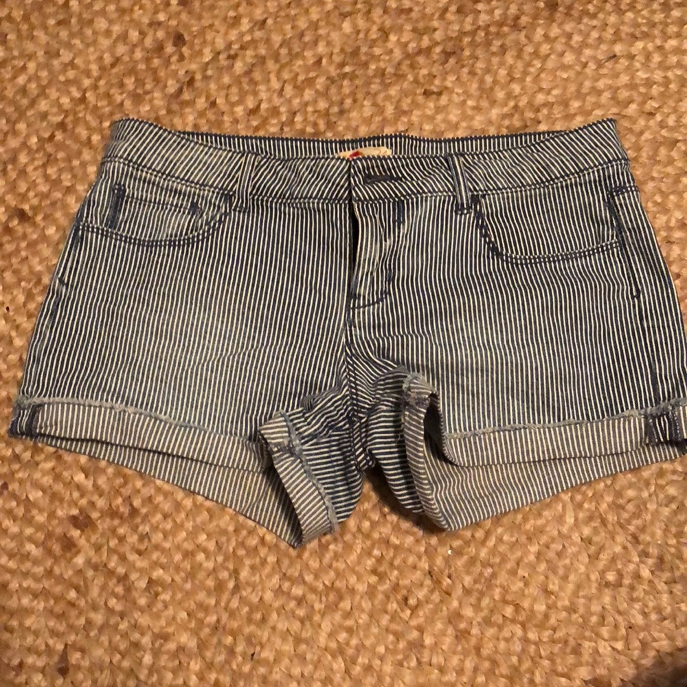 Blue and white striped shorts